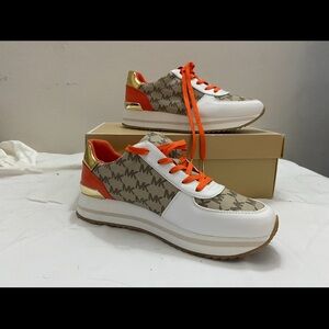Michael Kors Women's Orange and Gold Logo Sneakers